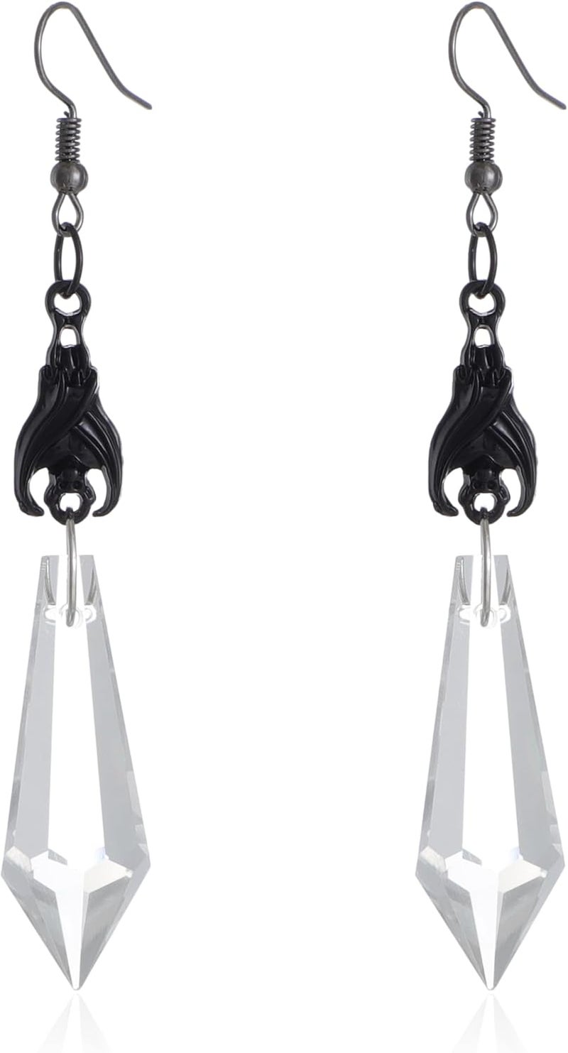 CSIYANJRY99 Goth Bat Crystal Earrings Vampire Accessories for Women Halloween Earring Gothic Jewelry Dangle Earrings Witch Victorian Vintage Dress Costume - Image 1